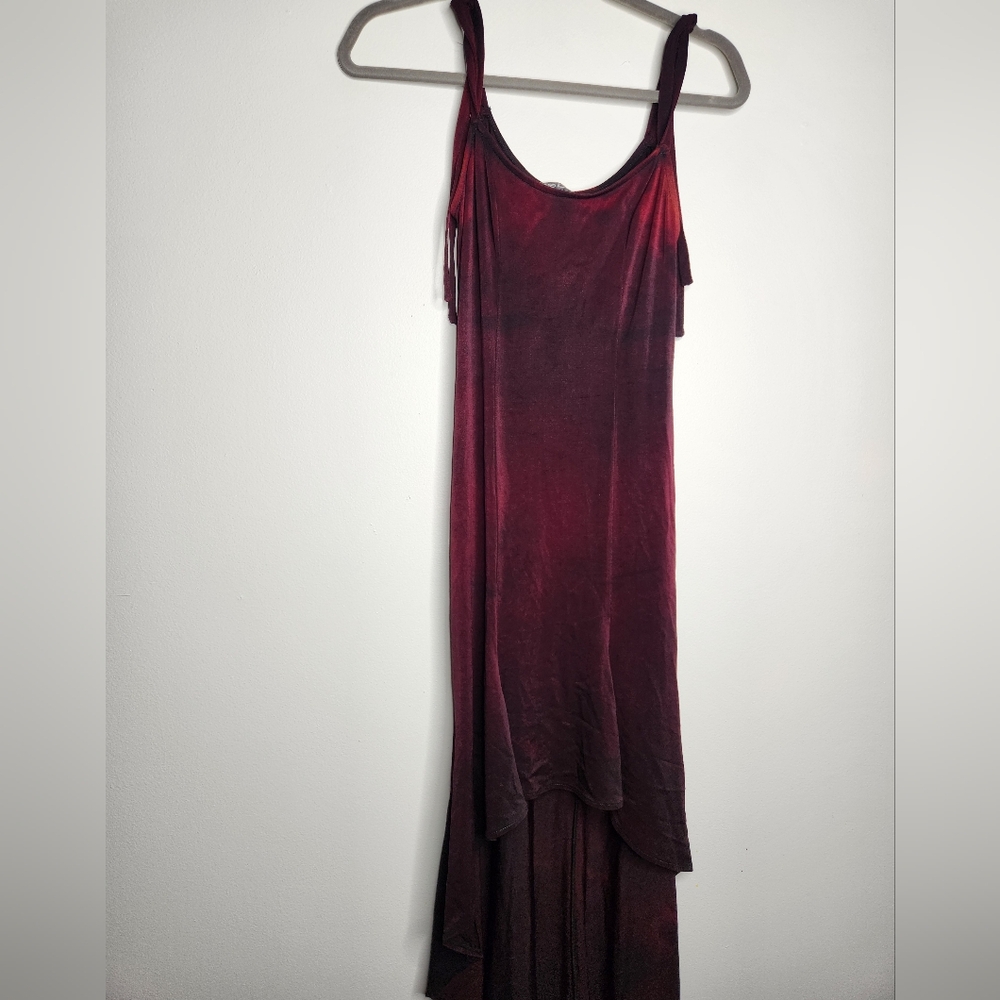 Bebe Vintage Y2K Whimsigoth Hi Low Red Black Dress Size‎ Medium Goth Vampy